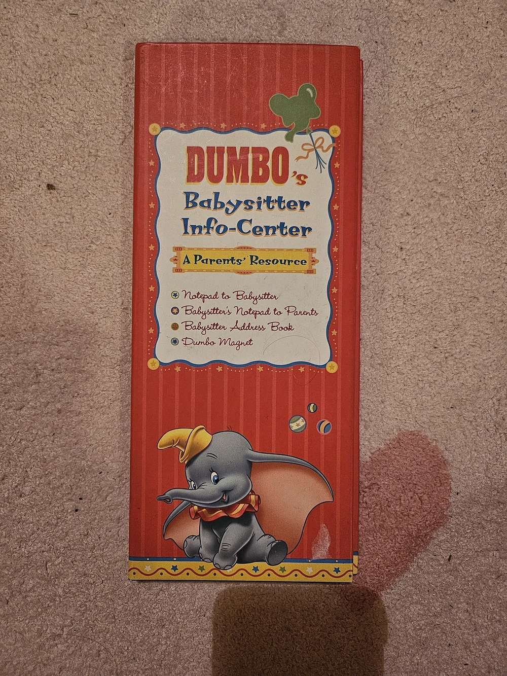 Dumbo Babysitter Info-Center - Red Vintage Disney Booklet